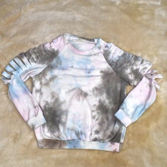 Blue Buttercup Pastel Tie Dye Cut Sleeve Sweatshirt Size Small Cozy - Picture 9 of 15
